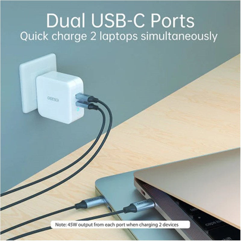 Choetech PD 100W GaN Dual USB-C UK Charger with CC Cable - White - Open Box