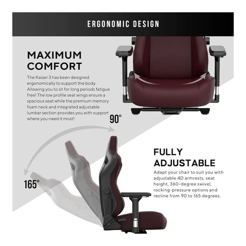 Andaseat Kaiser 3 Gaming Chair Large - Maroon