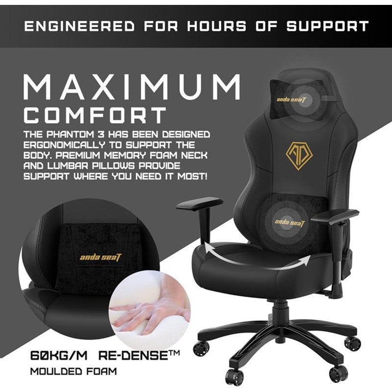 Andaseat Phantom 3 Gaming Chair Large - Black