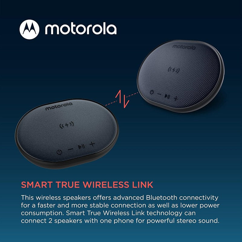 Motorola ROKR 500 Portable Bluetooth Speaker with Wireless Charging Pad with Microphone for Handsfree Calls - IPX6 Water Resistance - Black