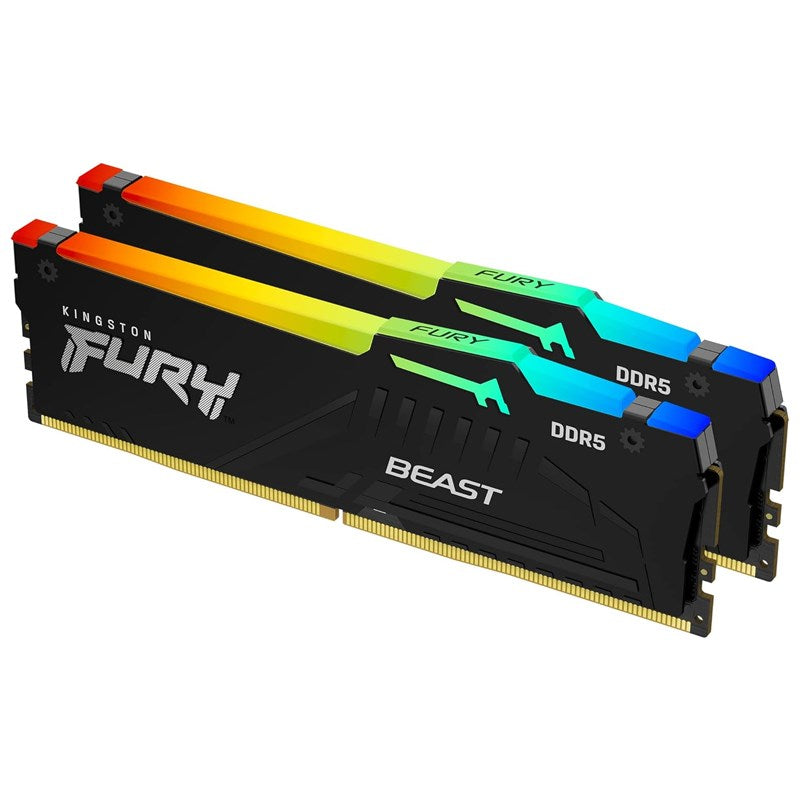 Kingston FURY Beast RGB 16GB (8GB x2) DDR5 5200MT/s Black RAM Memory Kit