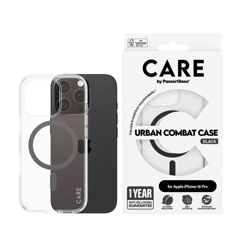 CARE By PanzerGlass Flagship Case Transparent Urban Combat w. Black MagSafe