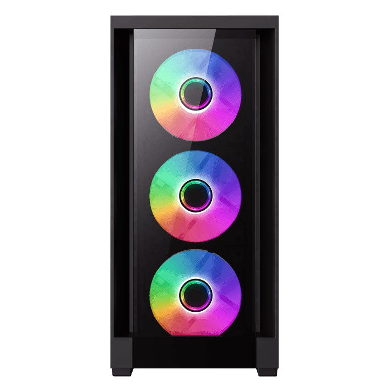 GameMax Defender TG M-ATX Mid Tower Gaming Case - Black (4 ARGB Fans Included)