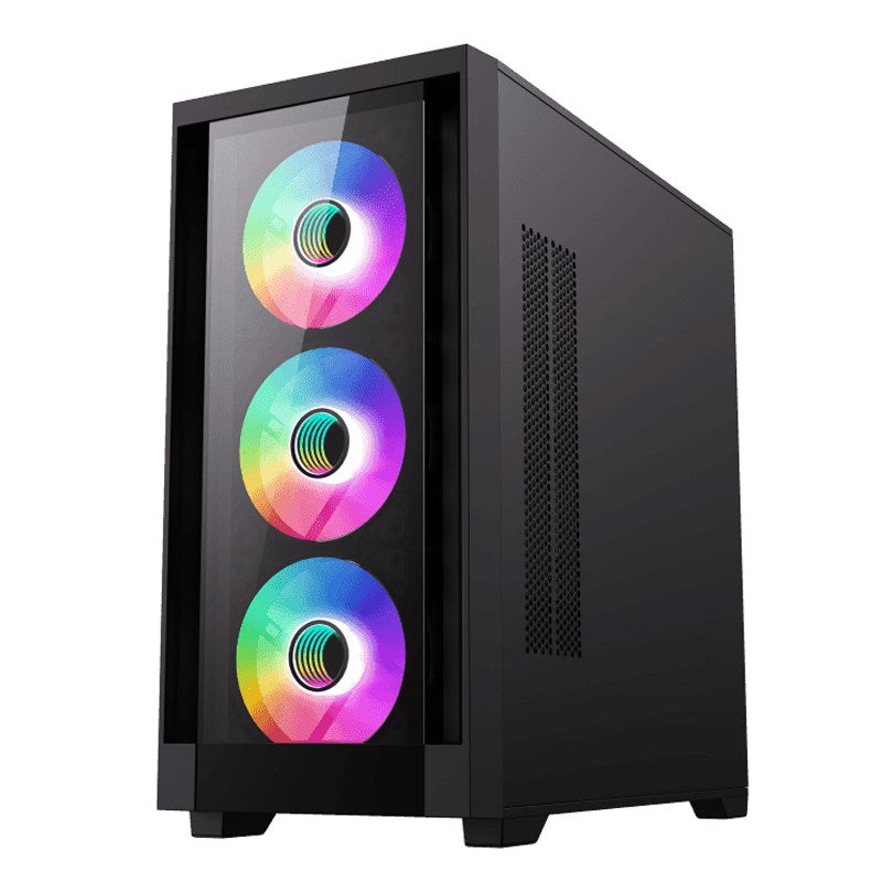 GameMax Defender TG M-ATX Mid Tower Gaming Case - Black (4 ARGB Fans Included)