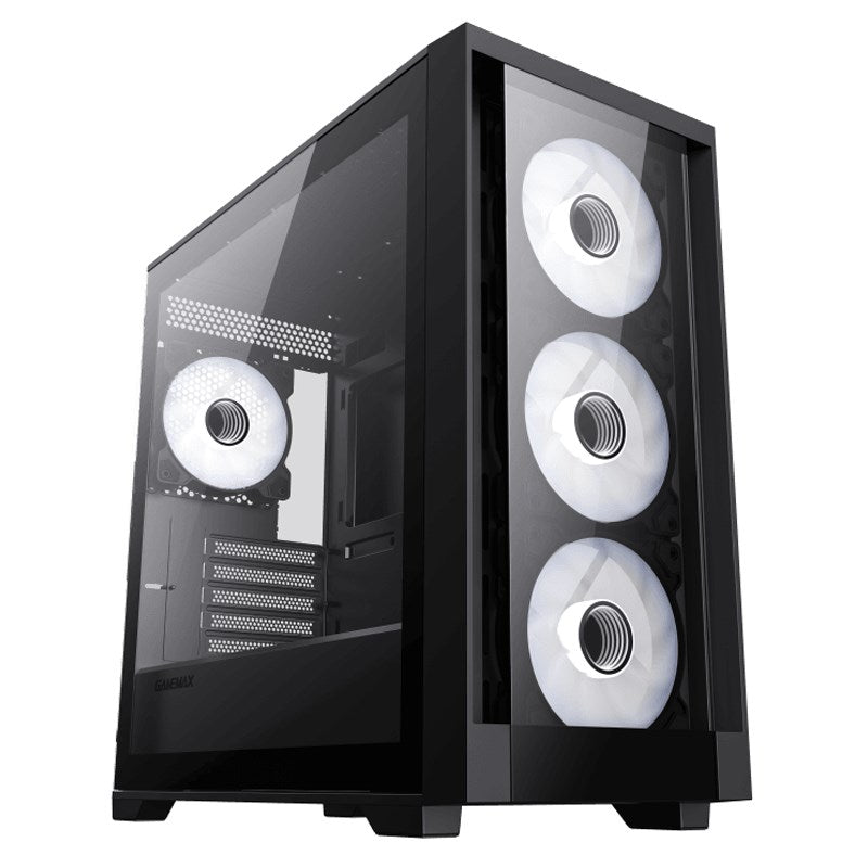 GameMax Defender TG M-ATX Mid Tower Gaming Case - Black (4 ARGB Fans Included)