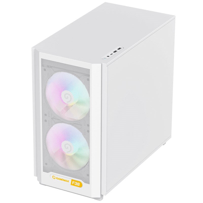 GameMax F36 WH M-ATX Mid Tower Gaming Case - White (3 ARGB Fans Included)