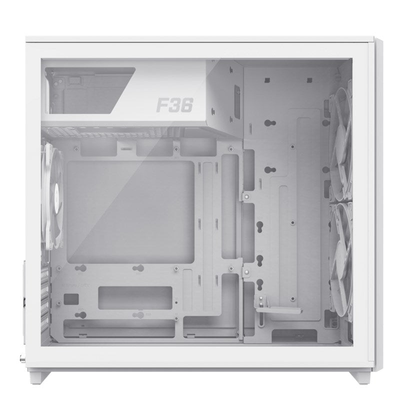 GameMax F36 WH M-ATX Mid Tower Gaming Case - White (3 ARGB Fans Included)