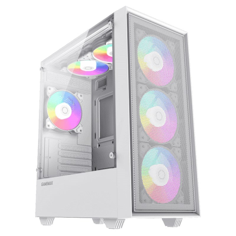 GameMax STORM WH M-ATX Mid Tower Gaming Case - White (No Fans Included)
