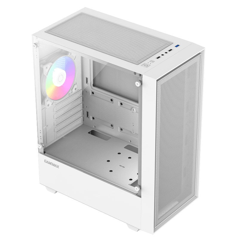 GameMax STORM WH M-ATX Mid Tower Gaming Case - White (No Fans Included)