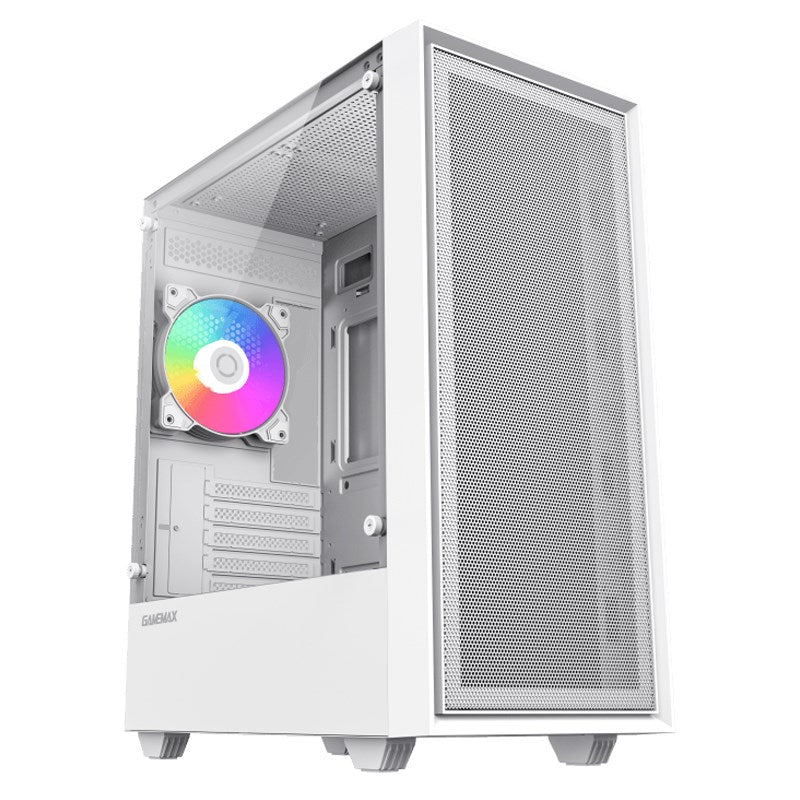 GameMax STORM WH M-ATX Mid Tower Gaming Case - White (No Fans Included)