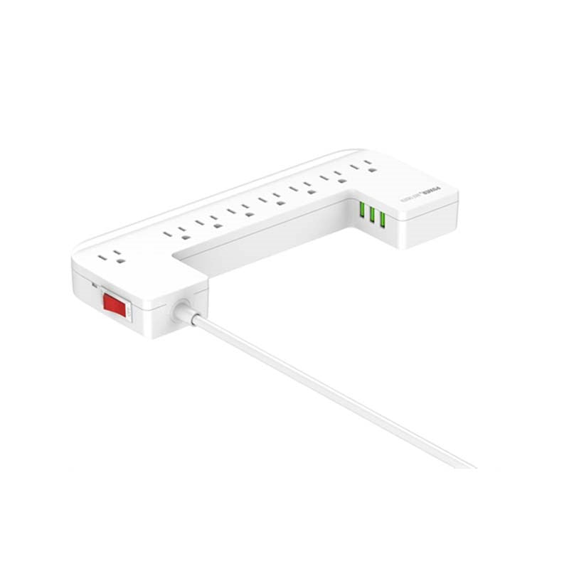 LDNIO SN5311 Power Extension Cord - 5 Universal AC Outlets, 3 USB-A Ports, Built-in Cable Management, 2500W, 2M Cable - White