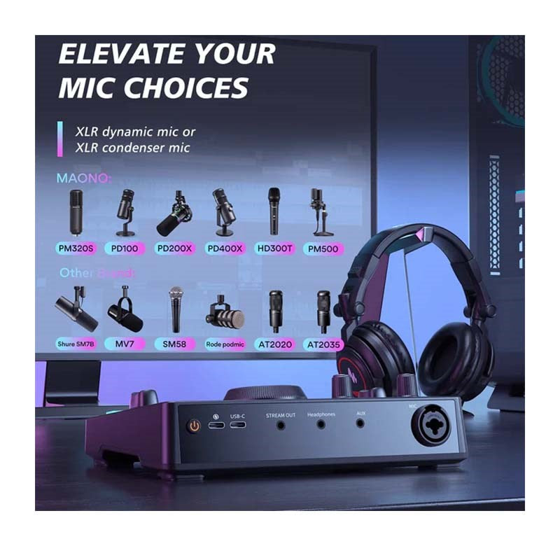 Maonocaster AMC2 NEO One-Stop Streaming Audio Mixer & Sound Card- Black