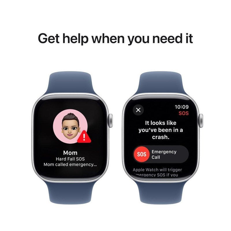 Apple Watch Series 10, 42mm, Silver Aluminium Case, Denim Sport Band (GPS)