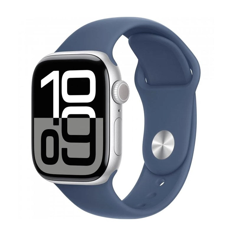 Apple Watch Series 10, 42mm, Silver Aluminium Case, Denim Sport Band (GPS)