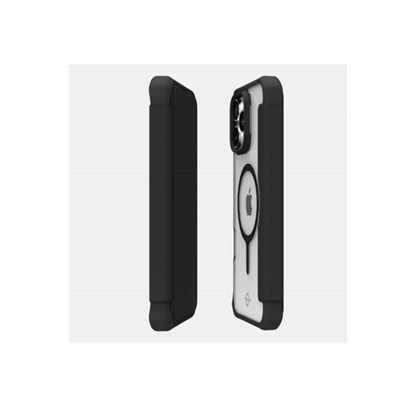 Itskins Hybrid Folio Case With Magsafe For iPhone 16 Pro Max 6.9, Black With Recycle Leather
