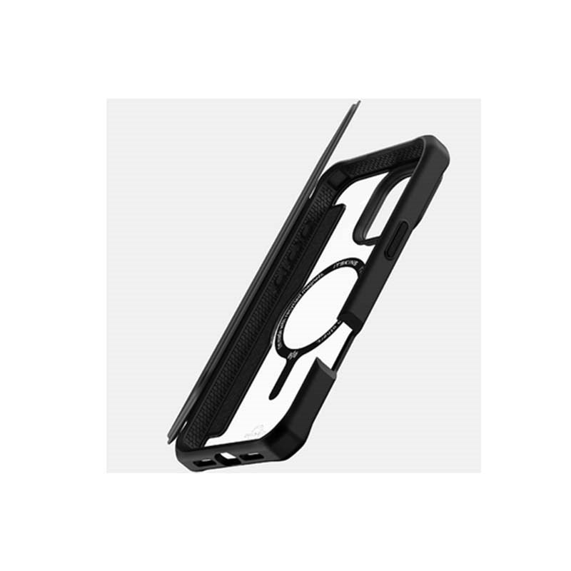 Itskins Hybrid Folio Case With Magsafe For iPhone 16 Pro Max 6.9, Black With Recycle Leather