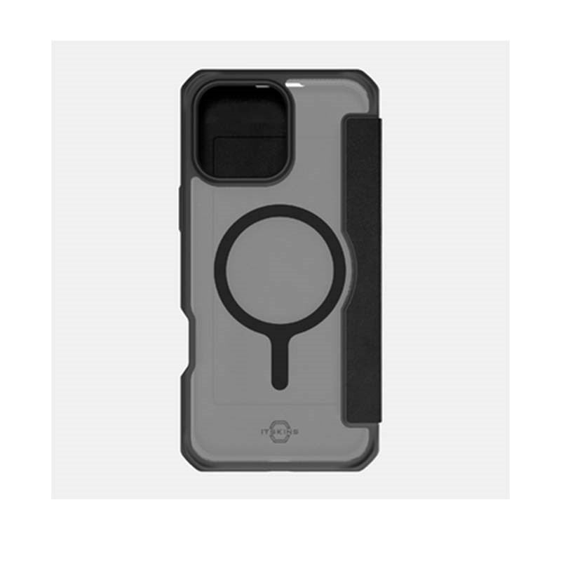 Itskins Hybrid Folio Case With Magsafe For iPhone 16 Pro Max 6.9, Black With Recycle Leather