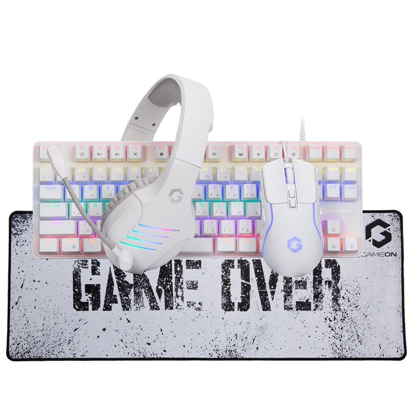 GAMEON VIPER XA All-In-One Artic Series Gaming Bundle (Mechanical Keyboard, Headset, Mouse & Mousepad) + Maonocaster DM30 RGB USB Microphone for PC