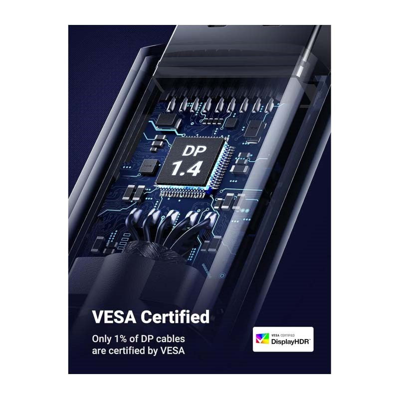 Ugreen VESA Certified 8K DisplayPort DP 1.4 Cable Support 8K 60 Hz, 4K 240 Hz, Free Sync, G-Sync, HDR, 32.4 Gbps