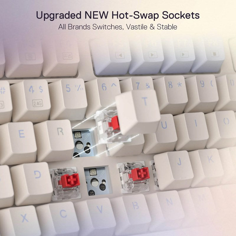 Redragon UCAL K673 PRO 75% Wireless Gasket RGB Gaming Keyboard (Red Switch) - Vintage White