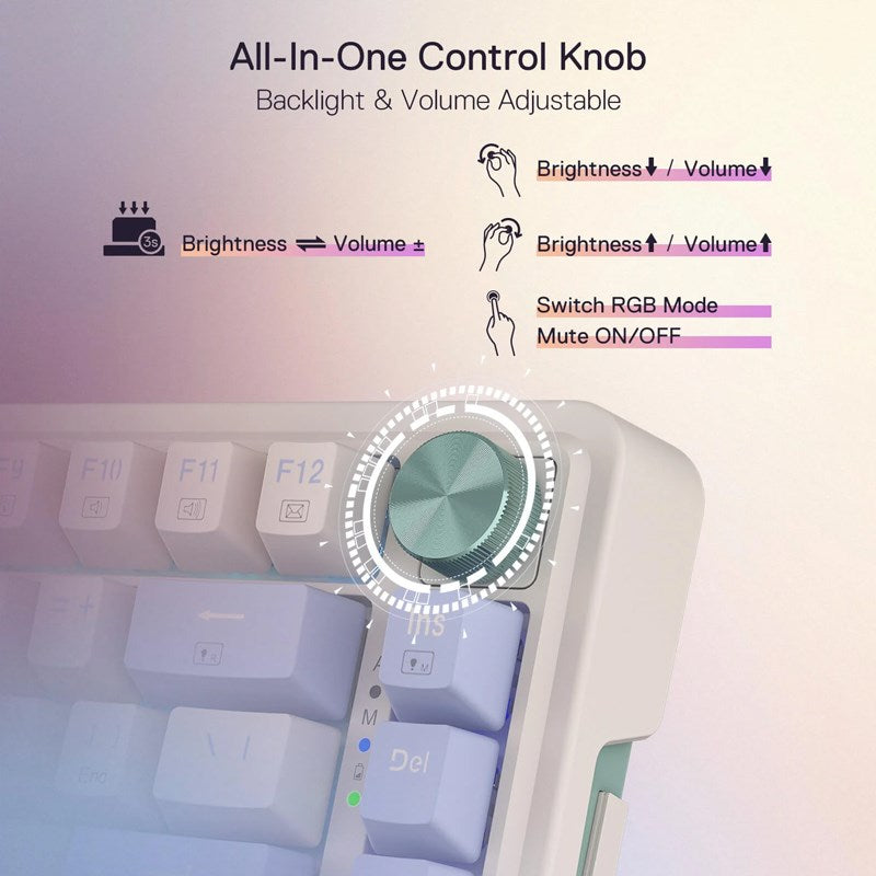 Redragon UCAL K673 PRO 75% Wireless Gasket RGB Gaming Keyboard (Red Switch) - Vintage White