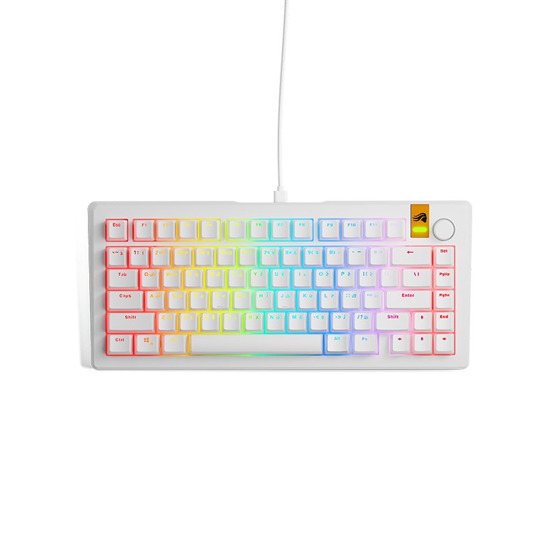 Glorious GMMK 3 HE 75% Prebuilt Wired Mechanical Gaming Keyboard - White (Arabic Layout)
