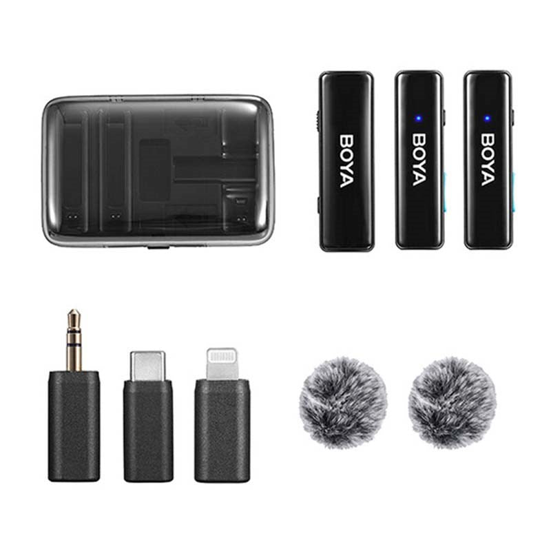 BOYA Microphone W-case with Lightning-Type C- 3.5mm connector