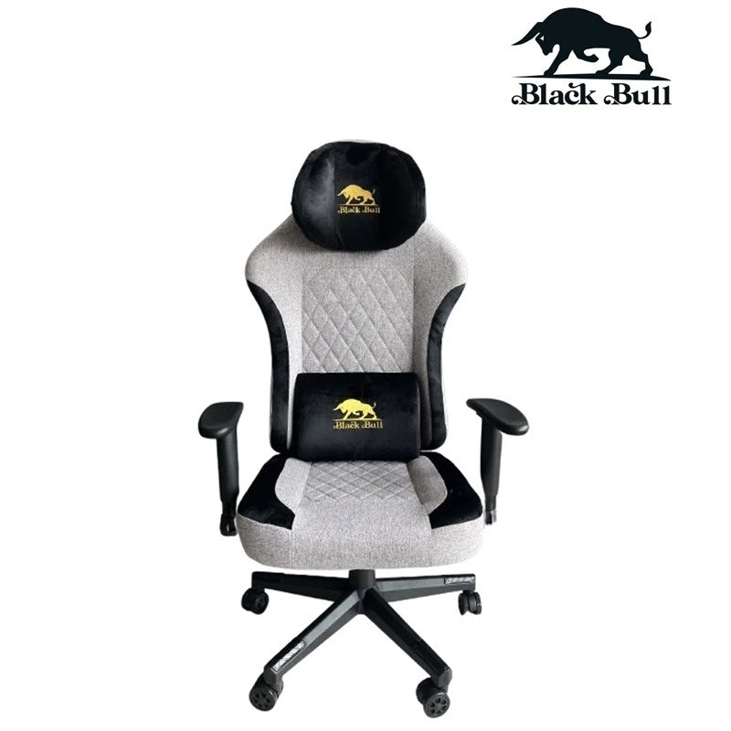 Black Bull Gaming Chair With Molded Headrest Up & Down - Fabric - Black/Grey