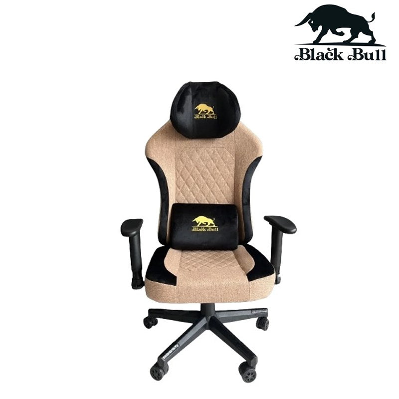 Black Bull Gaming Chair With Molded Headrest Up & Down - Fabric - Black/Brown