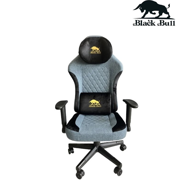 Black Bull Gaming Chair With Molded Headrest Up & Down - Fabric - Black/Blue
