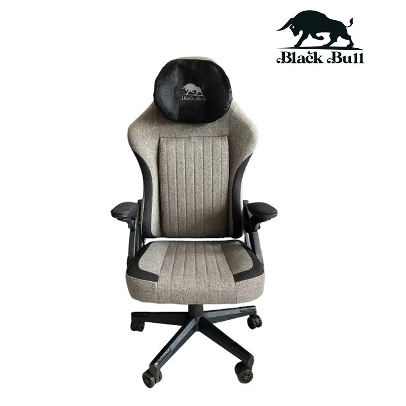 Black Bull Gaming Chair With Molded Headrest Up & Down - Fabric - Grey/Black