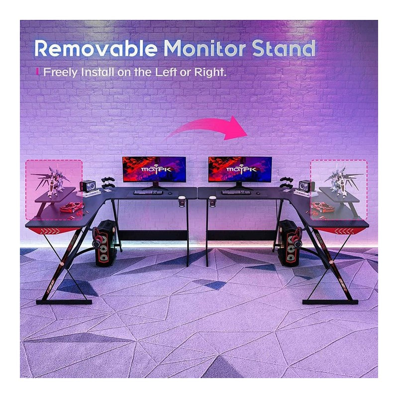 GAMEON L-Shaped Slayer I Series Gaming Desk + DXRacer Master Series XL Gaming Chair - Black/Violet