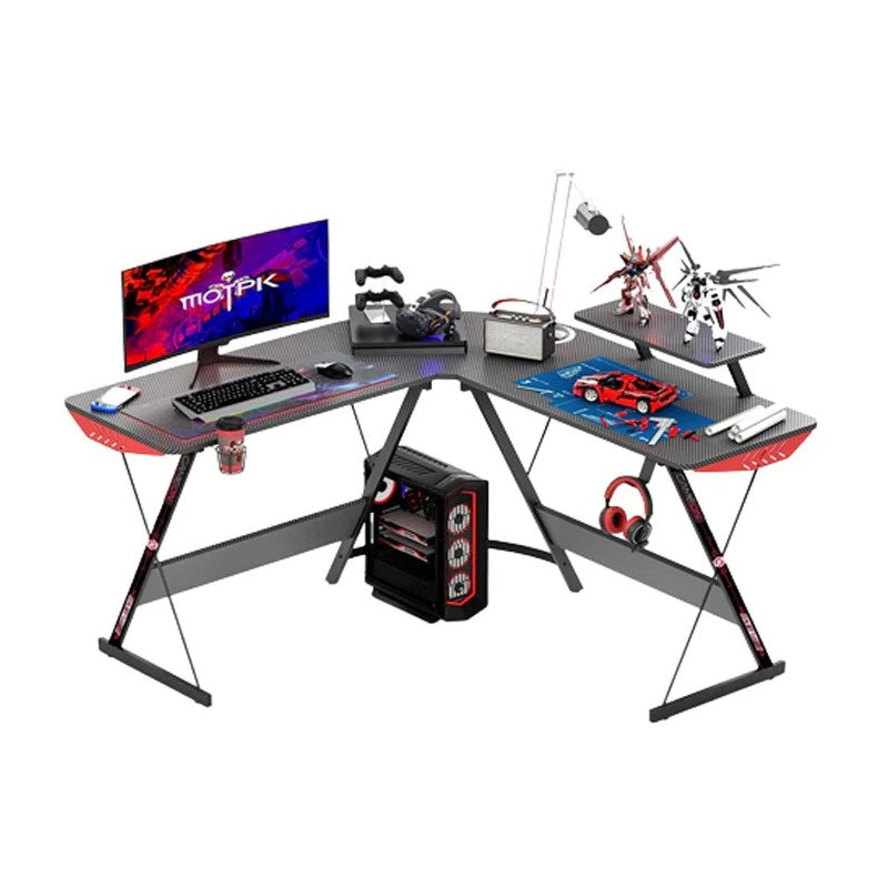 GAMEON L-Shaped Slayer I Series Gaming Desk + DXRacer Master Series XL Gaming Chair - Black/Violet