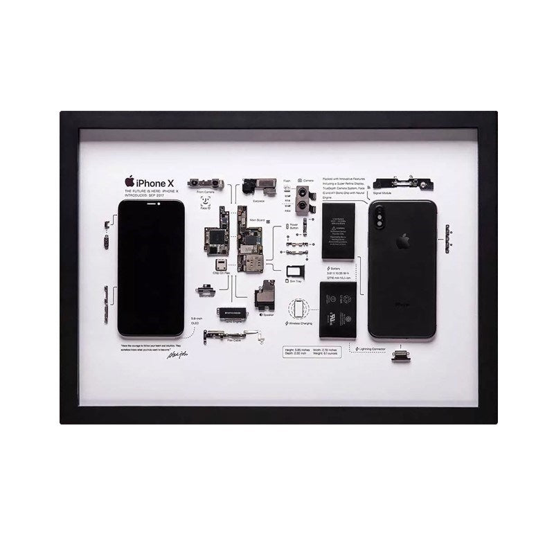 RGB Tech Decor 4 In 1 Bundle Disassembled Apple iPhone Framed & Anime Naruto Poster, Gamer Door Sign and Remote Control Wall Light