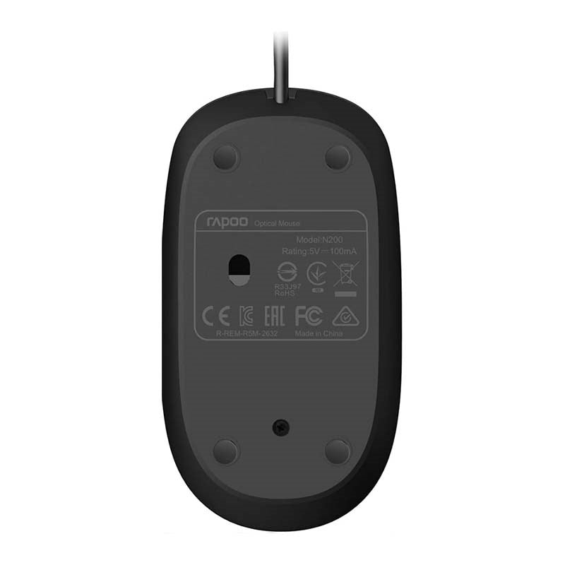 Rapoo N200 Wired Optical Mouse - Black