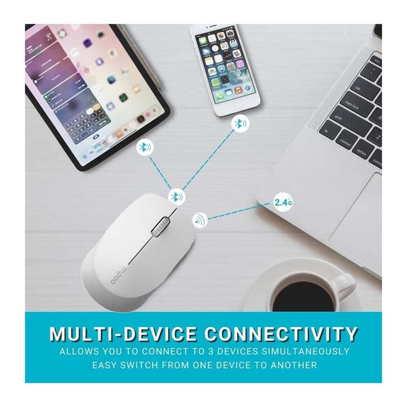 Rapoo M100 Silent Multi-mode Wireless Mouse - Light Grey