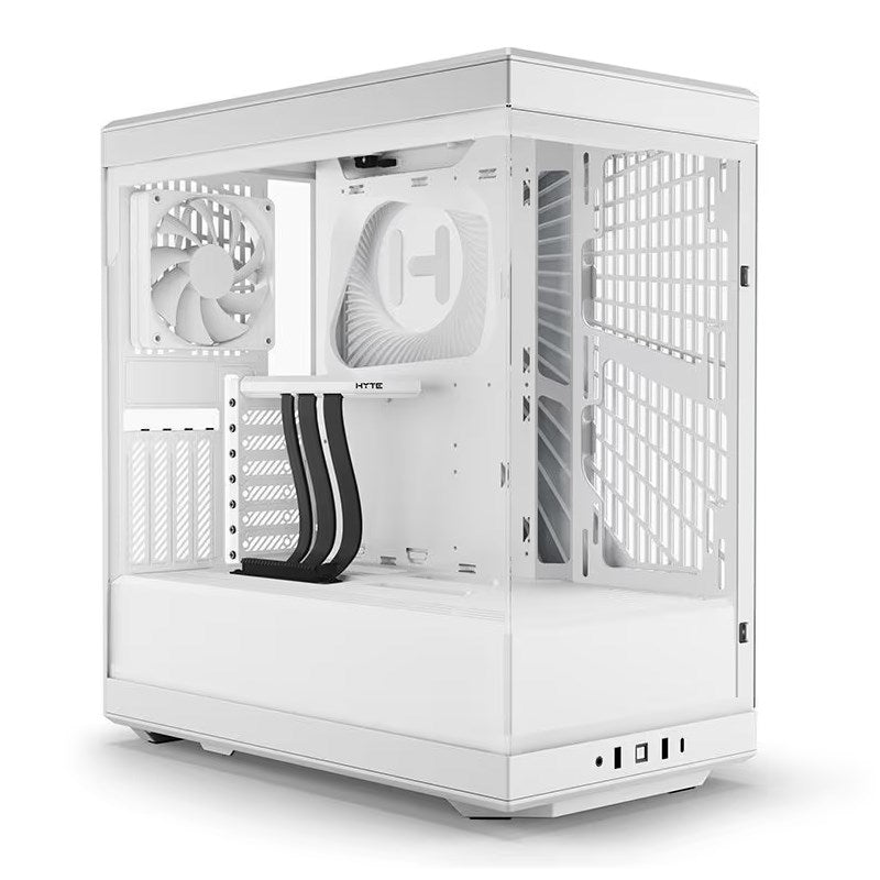 HYTE Y40 Panoramic Tempered Glass E-ATX Mid Tower Gaming Case with 2 Fans - Snow White