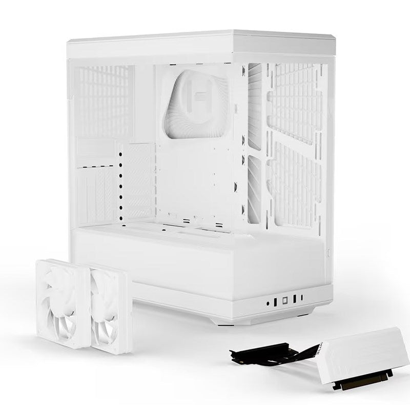 HYTE Y40 Panoramic Tempered Glass E-ATX Mid Tower Gaming Case with 2 Fans - Snow White