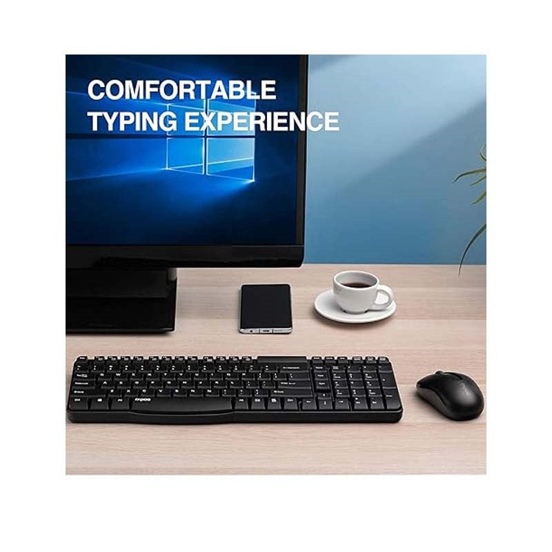 Rapoo X1800S Wireless Multimedia Keyboard & Optical Mouse AR - Black
