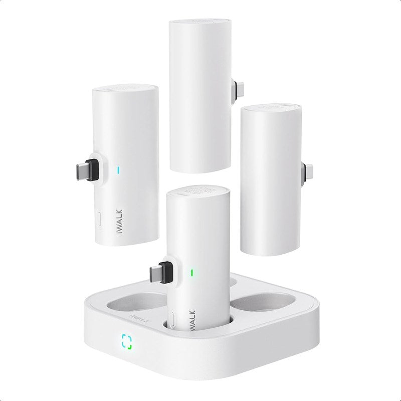 iWalk LinkPod Charging Station 4x4000mAh (2 Type C & 2 Lightning), Small Portable Charger