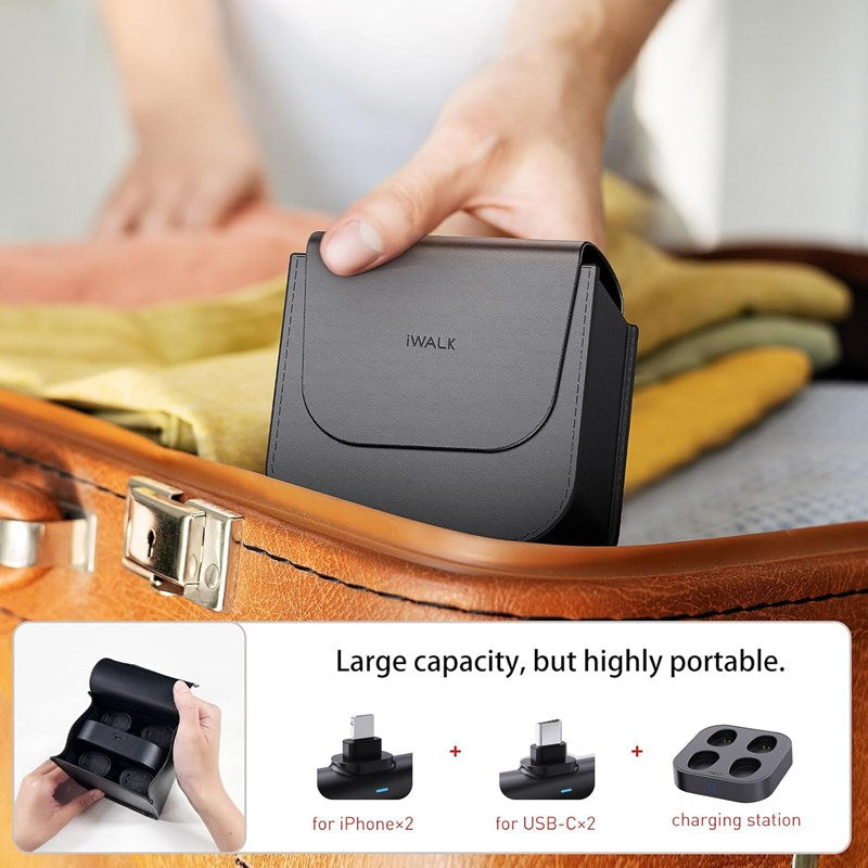 iWalk LinkPod Charging Station 4x4000mAh (2 Type C & 2 Lightning), Small Portable Charger