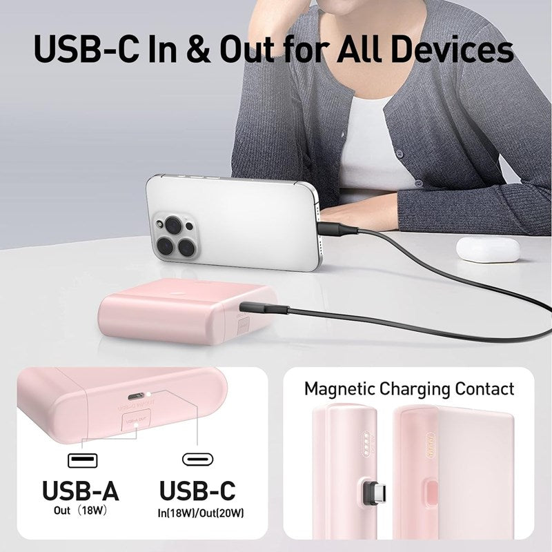 iWalk Small Portable Charger 13500mAh, USB-C Power Bank with Charging Case Type-C