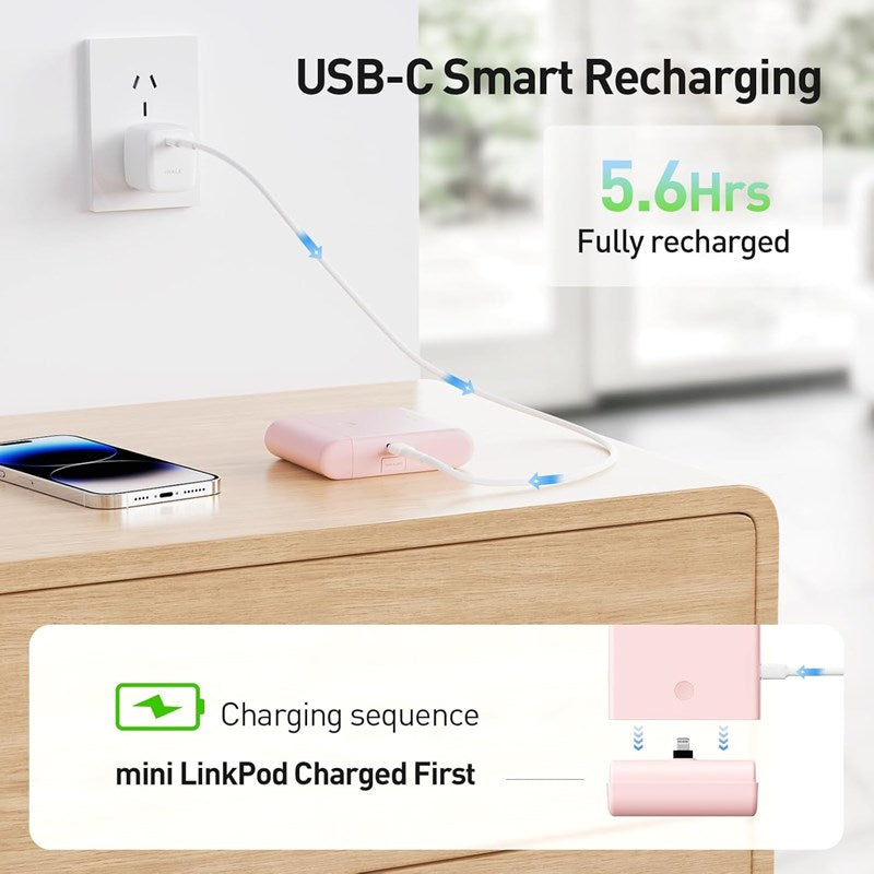 iWalk Small Portable Charger 13500mAh, USB-C Power Bank with Charging Case Type-C