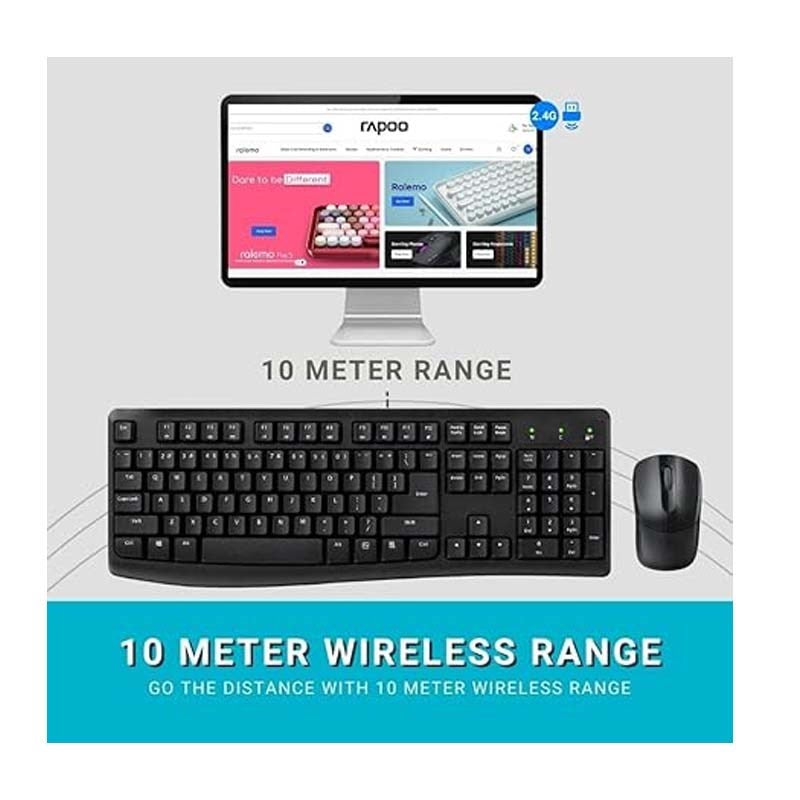 Rapoo X1800Pro Wireless Optical Mouse & Keyboard AR - Black