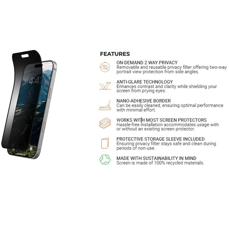 UAG Eco Screen Protector for iPhone 16 Pro, Privacy