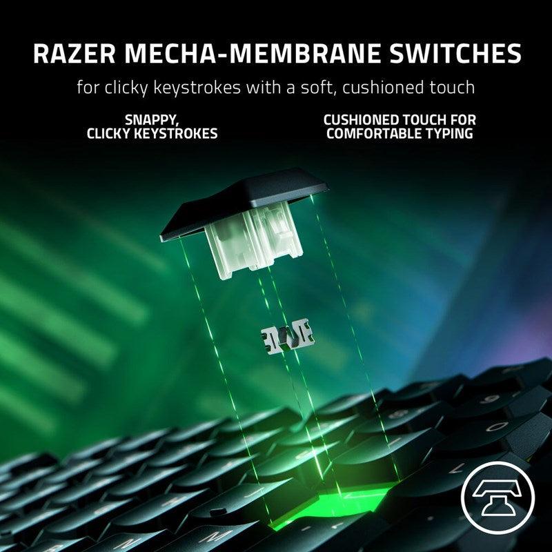 Razer Ornata V3 Low-profile Mecha-Membrane Wired RGB Gaming Keyboard (US Layout) - Black