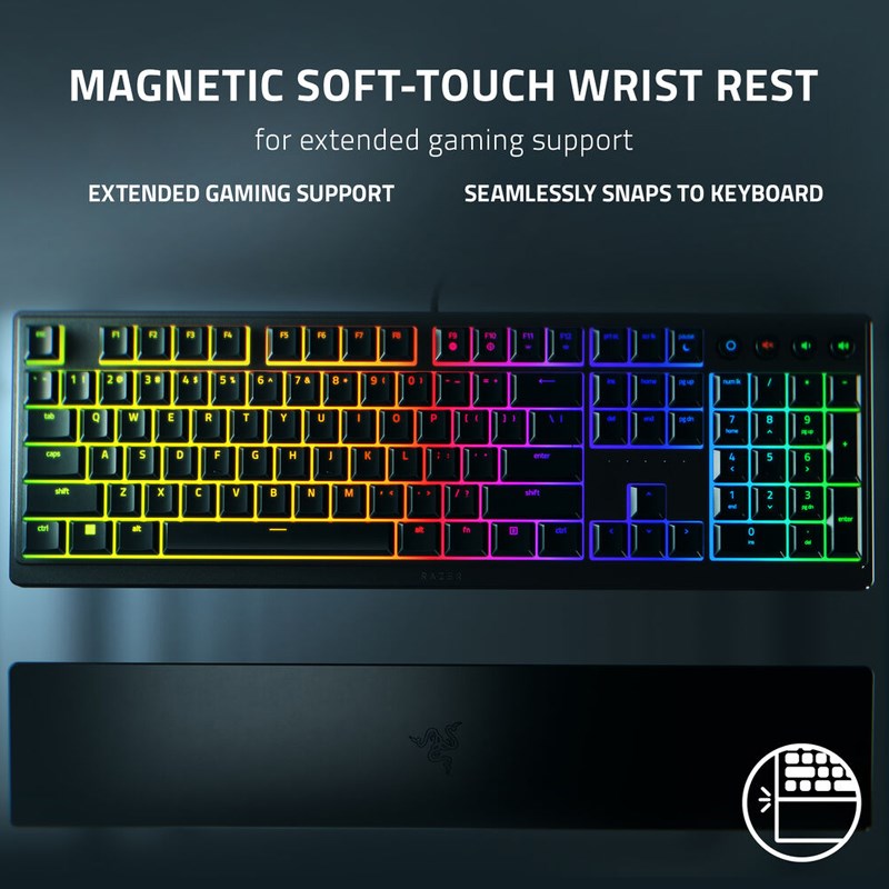 Razer Ornata V3 Low-profile Mecha-Membrane Wired RGB Gaming Keyboard (US Layout) - Black