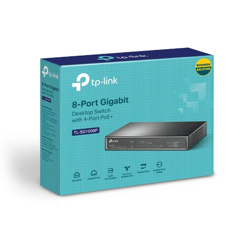 TP-Link TL-SG1008P 8-Port Gigabit Desktop PoE Switch with 4-Port PoE- Open Box