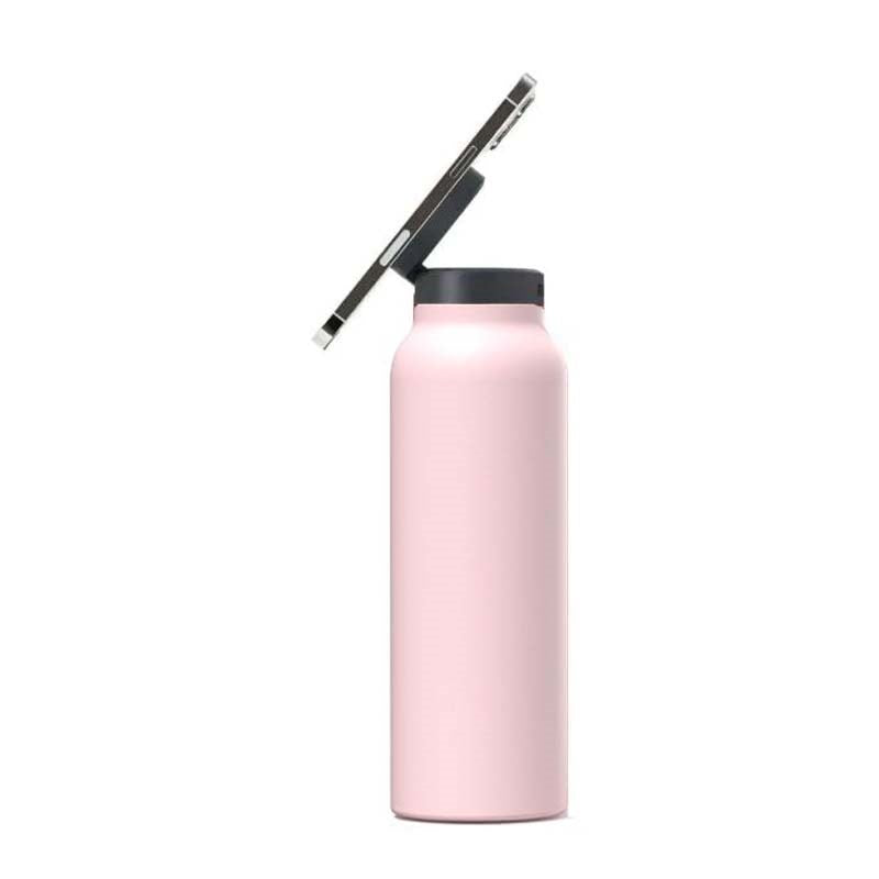 RINGO Water Bottle, 32 Oz/1 L, MagSafe Screw Lid MagSafe Booster Ring, Pink