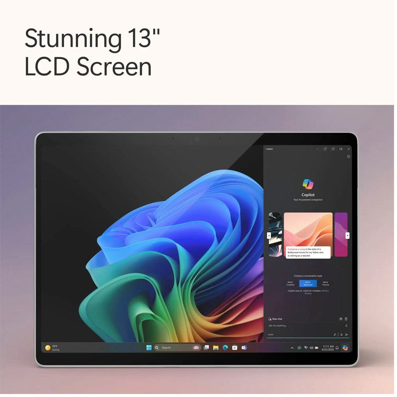 Microsoft Surface Pro, 13” Touchscreen 2880 x 1920 Flow Display, Snapdragon X Plus 10-Core, RAM 16 GB, 256 GB SSD, platinum-Windows 11 Home - (Keyboard Sold Separately)